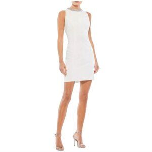 Mac Duggal Ieena Embellished Neck Sheath Minidress SZ 0